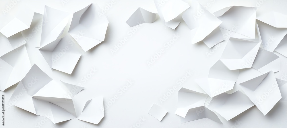 Poster abstract geometric background with 3d white paper shapes creating a modern, minimalist design. perfe