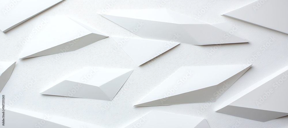 Poster abstract geometric pattern with white 3d shapes on a light background. modern design element ideal f