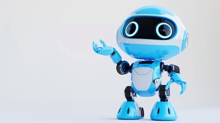 Adorable Blue Robot Presenting, Futuristic Technology, AI, Friendly Machine, Digital World, Innovation,  Modern Gadget,  Cybernetic Companion