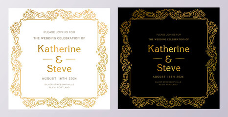 Frame for invitation in modern vintage style. Frame template for cards, posters, banners