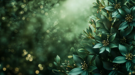Fototapeta premium Luxury background wallpaper of green flowers