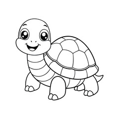 illustrate-a-kawaii-tortoise-with-a-patterned-shell vector