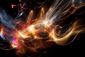 Abstract Light Trails Energetic Swirls of Color and Fire