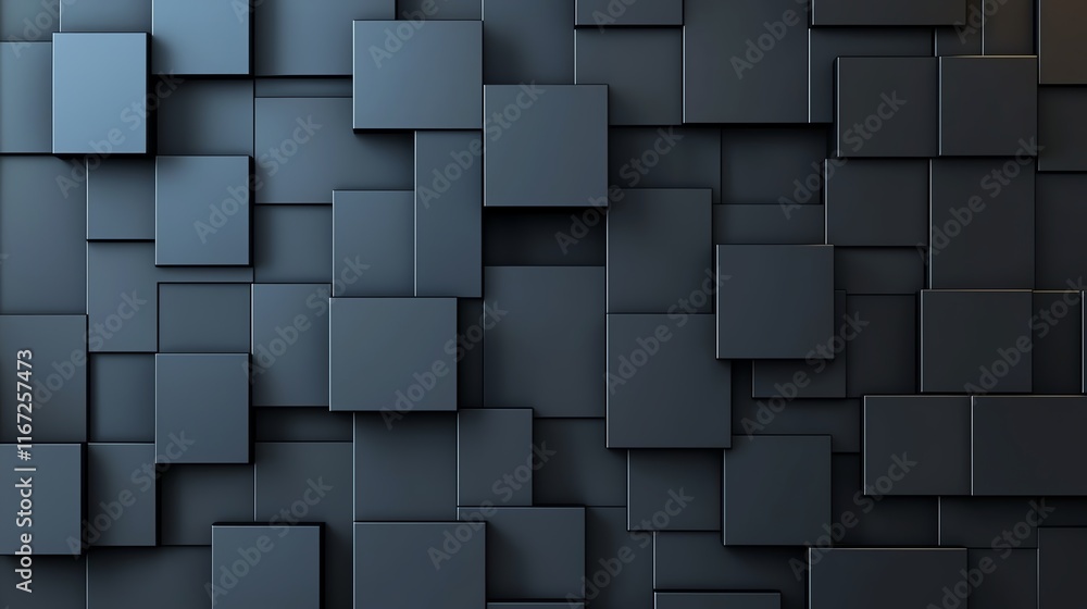 Poster abstract geometric background featuring overlapping black squares creates a modern and sleek design.