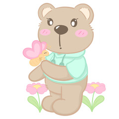 Cute bear and butterfly 