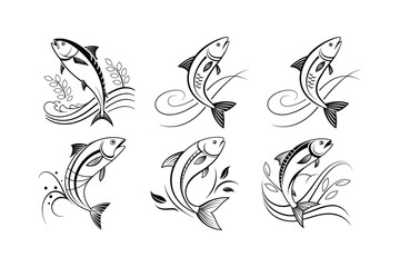 Fototapeta premium minimalist fish logo using clean lines vector illustration