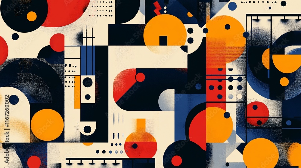 Poster geometric pattern with shapes and bright colors.