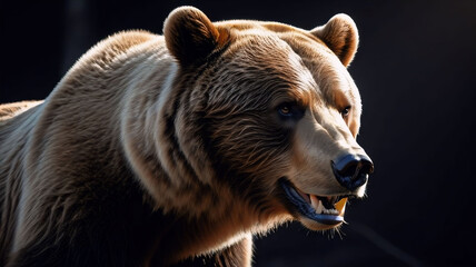Obraz premium Brown bear on black background