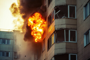 Explosion engulfs apartment building in massive fiery blaze