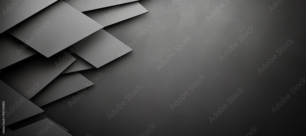 Poster abstract dark geometric background with overlapping black rectangles