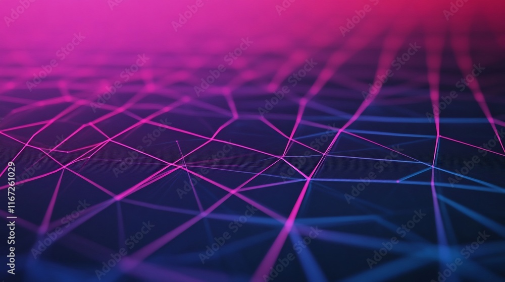 Poster futuristic abstract network connection graphic on digital blue grid background