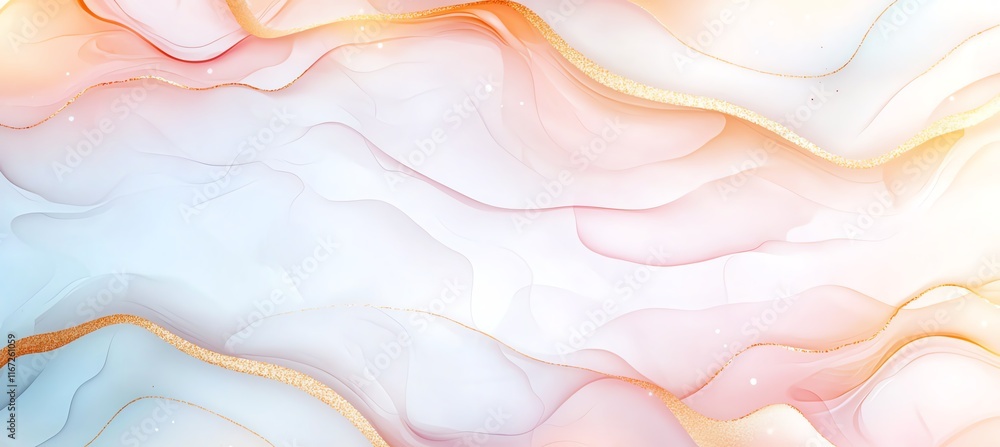 Poster abstract pastel gradient background with wavy lines and soft color transitions, ideal for modern des