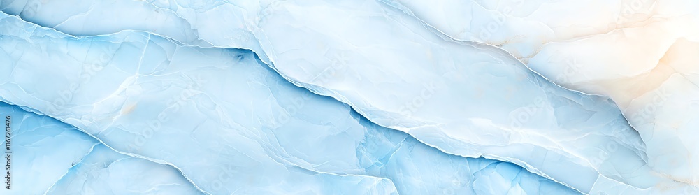 Poster abstract image of blue and white marbled texture with delicate wave patterns, perfect for background