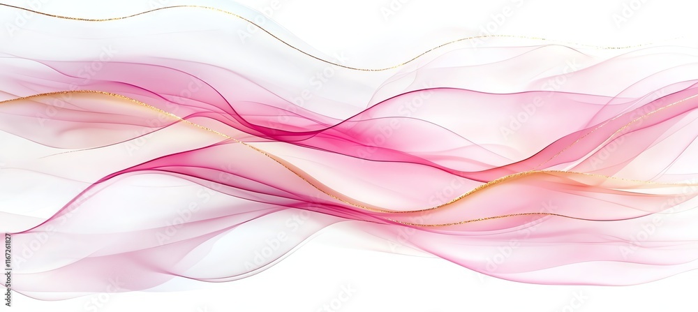 Aufkleber abstract pink waves flowing on a white background create a serene yet dynamic design, ideal for mode
