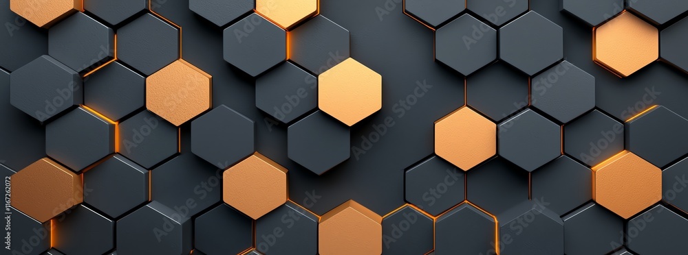 Aufkleber abstract geometric background featuring a pattern of black and gold hexagons. modern and stylish des