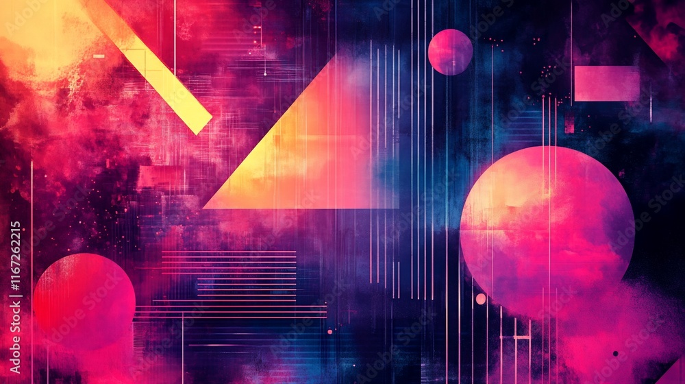 Poster abstract shapes with vibrant colors and texture.