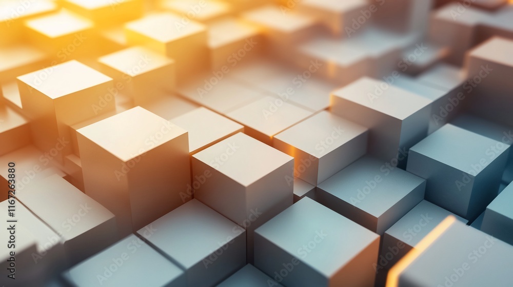 Aufkleber abstract 3d cubes with light and shadows.