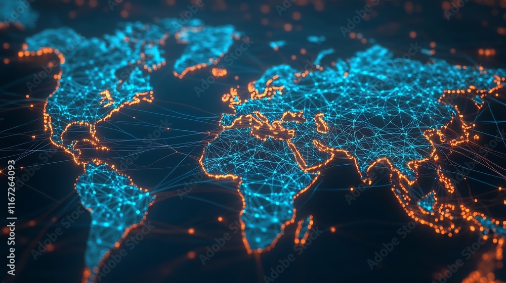 Aufkleber glowing global technology network representing digital connectivity and data-driven innovation