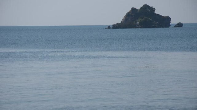 landscape of little island and sea at Mae pim cape beach in Thailand   