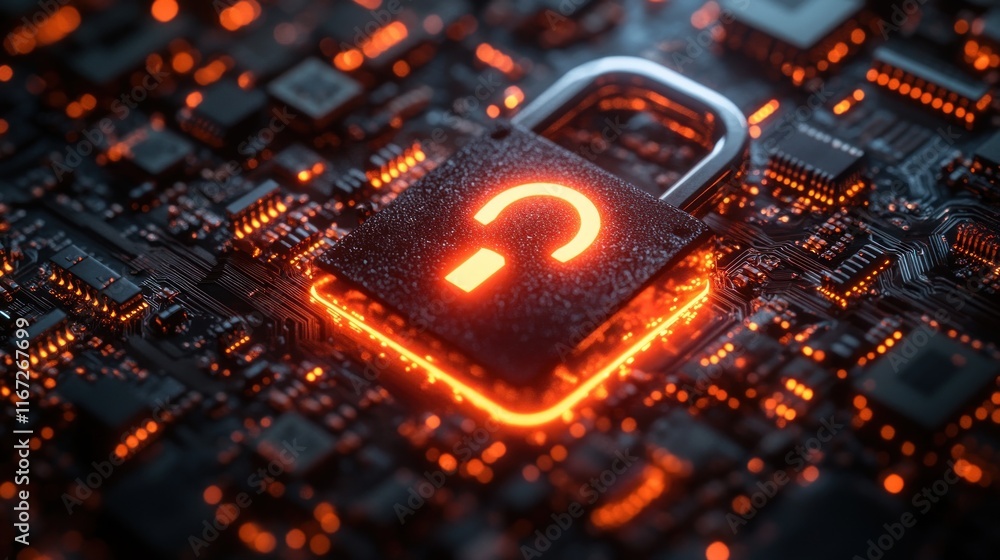 Poster secure digital lock visualization for cybersecurity data protection and privacy compliance