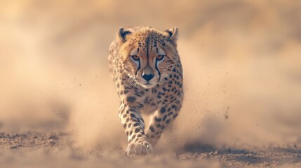 Graceful Power: Cheetah in Full Sprint on African Plains