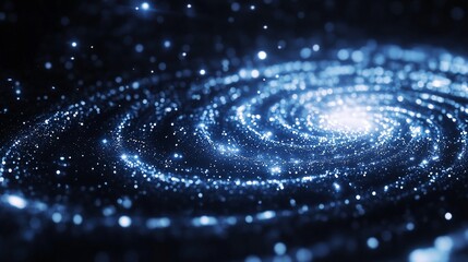 Galaxy with glowing stars spiraling.