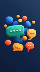 Dynamic chat interface with colorful notifications, modern digital interaction