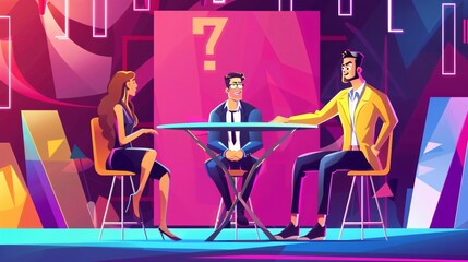 Engaging Quiz Show Host Interrogating Audiences with Focus on Man and Girl