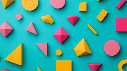 Seamless Geometric 3D Shape Pattern in Bold Vibrant Colors