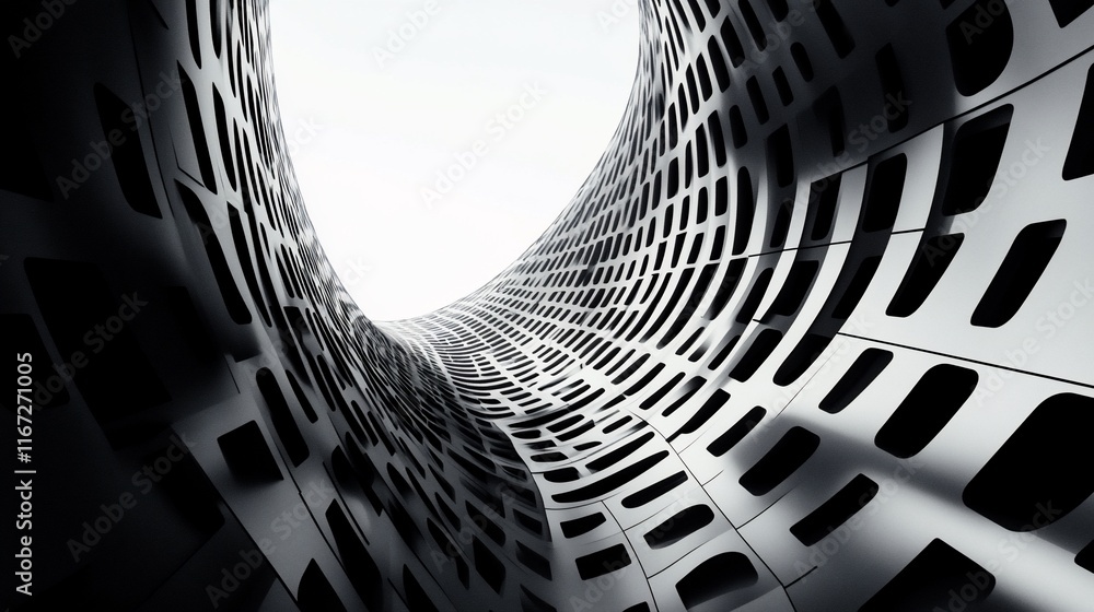 Aufkleber Abstract tunnel structure with curved walls.