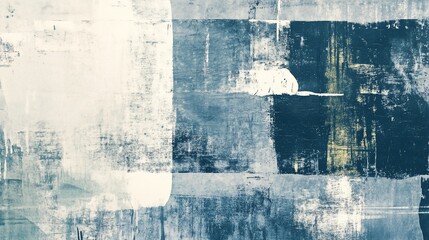 Abstract art with layered blue, white and black texture.