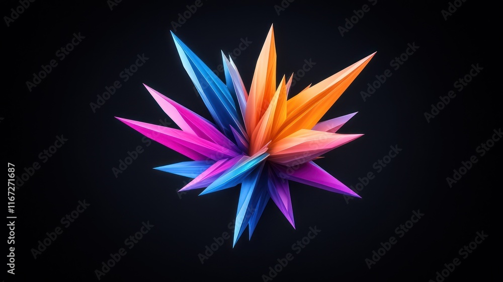 Aufkleber abstract geometric shape with sharp edges in vibrant colors.