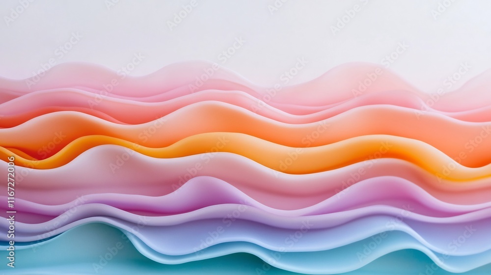 Poster mesmerizing fluid waves of pastel colors in gradient abstract design