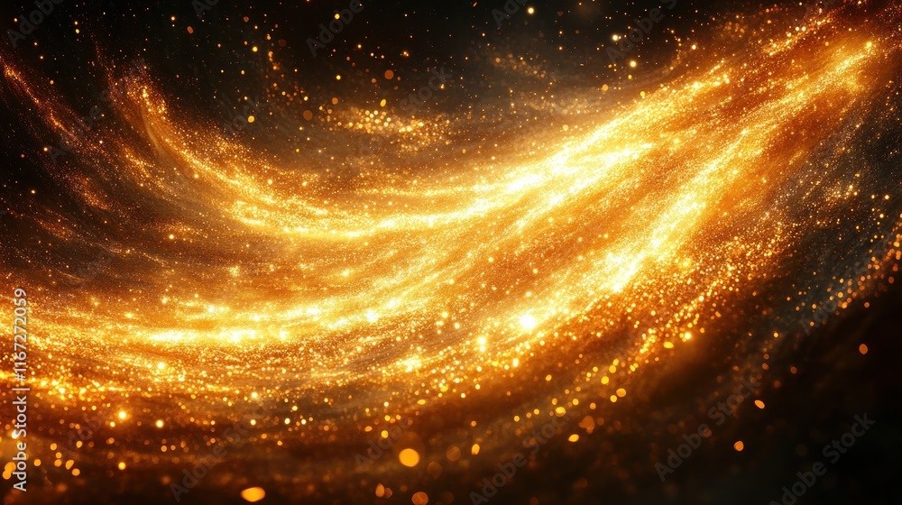 Poster golden light cascade with bokeh for luxury event background sparkle ceremony performance celebration