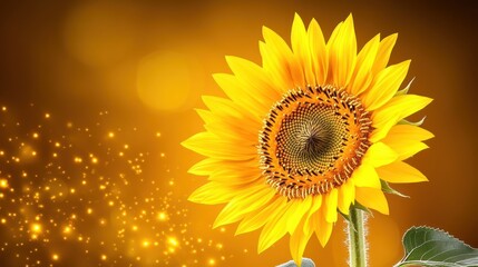 Obraz premium A vibrant sunflower against a warm, sparkling background.