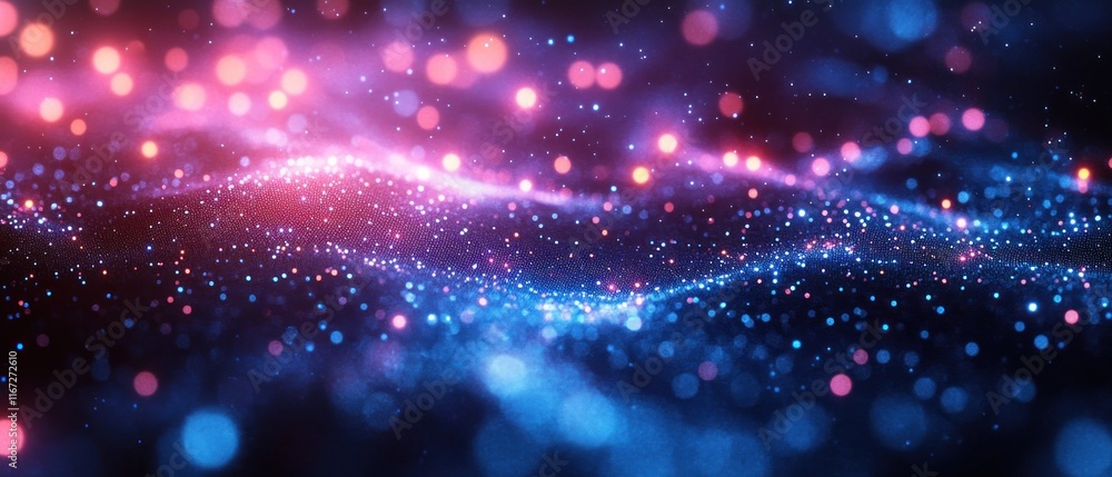 Aufkleber abstract colorful wave of light particles and bokeh effects