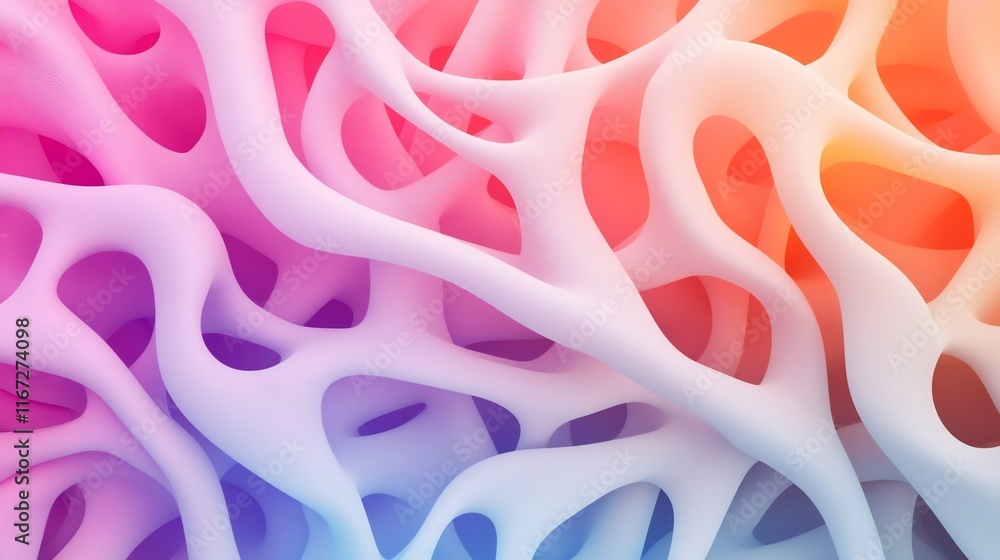 Poster interconnected flowing 3d shapes with vibrant color gradients abstract background
