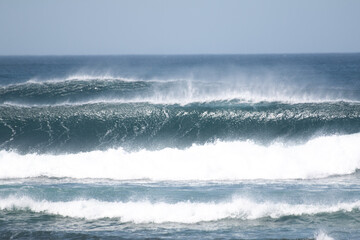 Breaking offshore waves. 