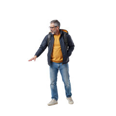 Naklejka premium Man Gesturing in Casual Outdoor Attire