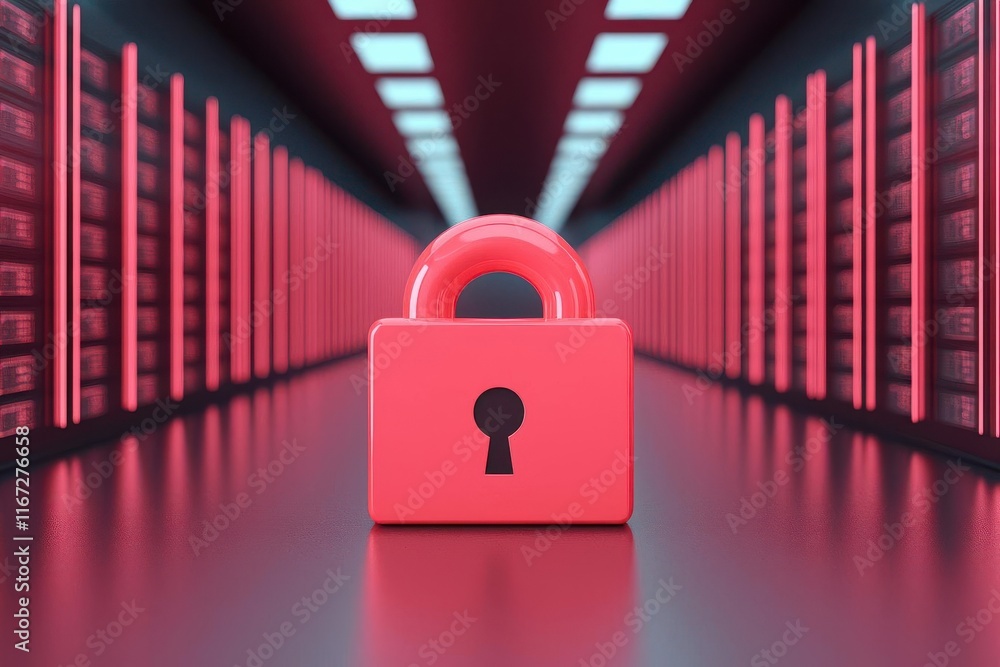 Poster cloud storage concept. cloud storage with layered security and recovery, radiant padlocks and dynami