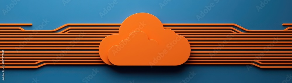 Poster cloud storage concept. advanced encrypted cloud systems, glowing disaster recovery pathways syncing 