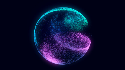 Sphere with connecting points. Global Connection Technology. The accumulation of information. 3D rendering.