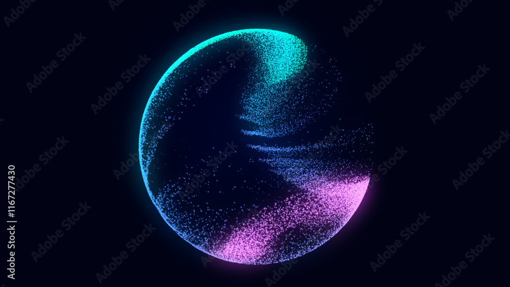 Poster Sphere with connecting points. Global Connection Technology. The accumulation of information. 3D rendering.
