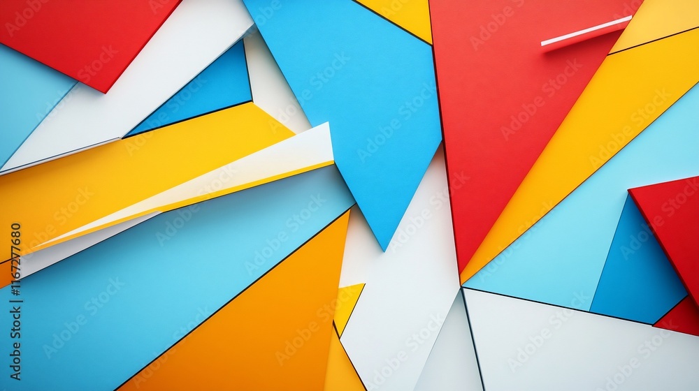 Poster abstract geometric colorful triangles design.