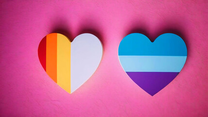 Colorful hearts on a simple background