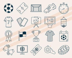 Additional soccer-themed vector icons featuring various sports and soccer elements