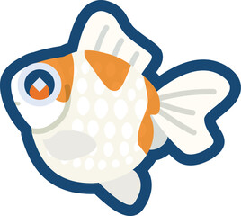かわいい金魚（ピンポンパール）のイラスト