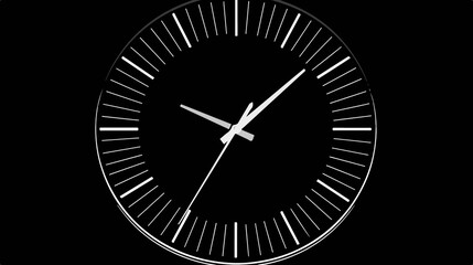 Elegant Clock Face with Hands Line Art Illustration for Designs