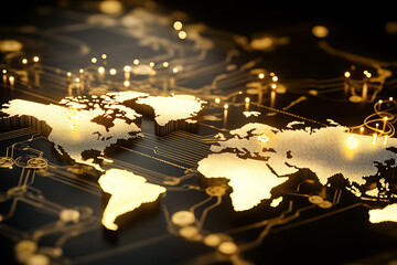 Global Network Map - Futuristic Digital Art