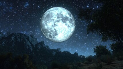 Curtains A serene night sky featuring a large moon and twinkling stars.